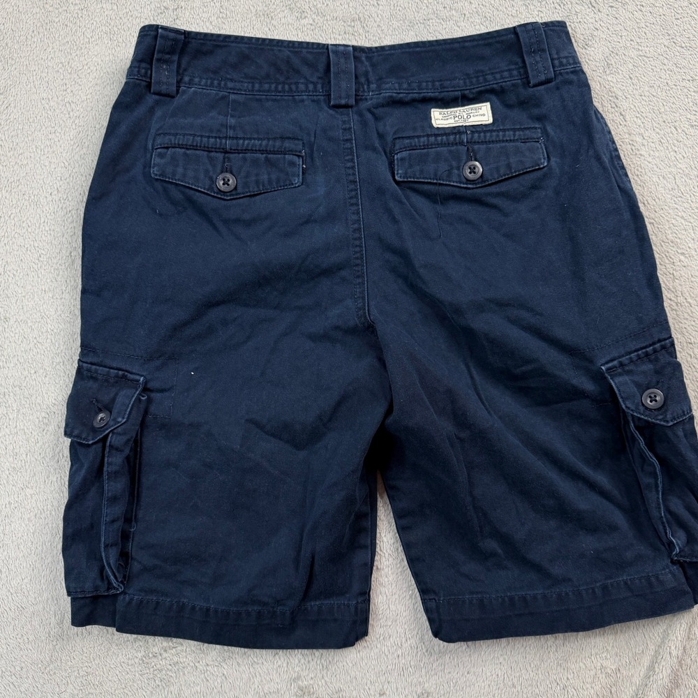Vintage Polo Ralph Lauren Kids Navy Blue Cotton Twill Cargo Chino Shorts Size 14